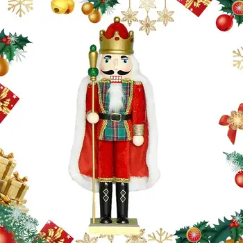 Fındıkkıran yılbaşı dekoru Kırmızı Yeşil Ekose Noel Dekoratif Fındıkkıran Figürleri 19.6 inç Koleksiyon Fındıkkıran Kral
