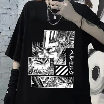 Gatsu T-shirt Vintage 90s Anime Manga Çılgına T Shirt Erkek Kadın Yumuşak Guts Tshirt Kılıçlı Beast Griffith Tee Kısa Kollu Üstleri