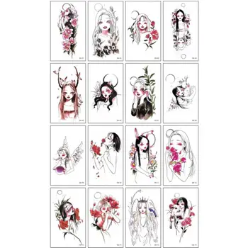 Geçici Dövmeler Kadınlar için 16 adet/takım Kore Kız Çiçek Görüntü Vücut Sanatı Kol Dövme Çıkartmalar