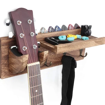 Gitar askı kancası Tutucu Retro Ahşap Duvar Montaj stand braketi Gitar Ekran Asılı Depolama Rafı Gitar duvar askısı