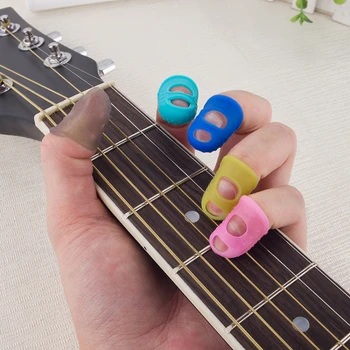 Gitar Parmak Kol Silikon Koruma Anti-cut Acemi Uygulama Basarak Dize Korumak için Parmak Tıngırdatma Pick