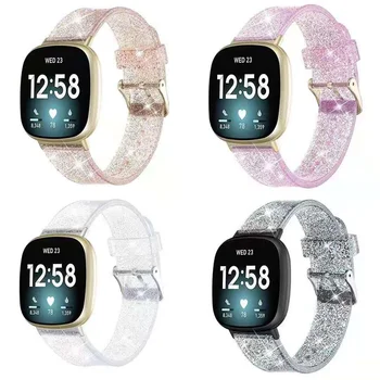 Glitter Kayış Fitbit Versa İçin 3 Bilek Kayışı akıllı saat Yumuşak Watchband Değiştirme Smartwatch Band