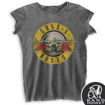 Guns N Roses Bayanlar Gri T Gömlek Bullet Logo Resmi Yaz Erkekler moda TeeComfortable t shirtCasual Kısa Kollu TEE