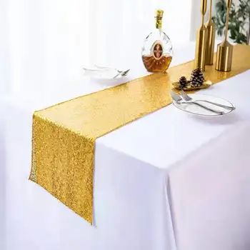 Gül altın payetli glitter masa koşucu parti malzemeleri düğün doğum günü bebek masa süslemeleri