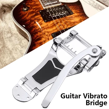 Gümüş Krom Tremolo Vibrato Tailpiece Köprü Elektrik Gitar Parçaları Hollow Vücut Les Paul Gitar Müzik Aletleri Araçları