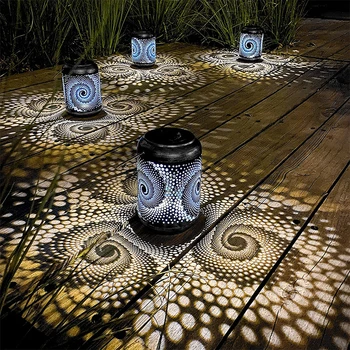 Güneş 3D salyangoz ışık demir sanat ışık kolu ile su geçirmez bahçe açık yıldızlı ışık bahçe fener dekoratif çim ışığı hediye