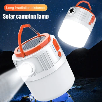 Güneş LED kamp ışık USB şarj edilebilir ampul LED taşınabilir fener su geçirmez açık çadır lambası acil durum ışıkları BARBEKÜ yürüyüş için