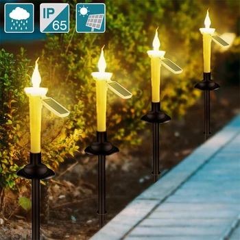 Güneş Çift amaçlı Mum ışığı Şamdanlar Tutucular su geçirmez LED Güneş Lambası Açık Bahçe Çim Yolu Dekorasyon
