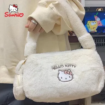 Güzel Hello Kitty Koltukaltı omuzdan askili çanta Anime Sanrios Kuromi Peluş Koltukaltı Çanta Karikatür Sevimli Alışveriş Çantası Y2k Tote Çanta Hediye