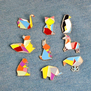 Güzel Sevimli Origami Hayvan Pimleri ve Broşlar Fil Tavşan Ayı Sincap Balina Balık Penguen Tilki Tasarım hayvan figürlü mücevherat