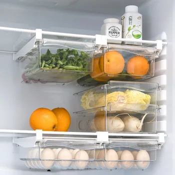Gıda saklama kutusu Plastik Şeffaf Buzdolabı Organizatör Slayt Raf Çekmece Kutusu Raf Tutucu Buzdolabı Çekmece Mutfak Meyve