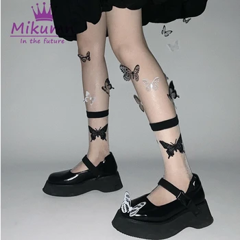 Harajuku Tatlı Kelebek Çorap Kadın İnce Yaz Rahat Çorap Gotik Lolita