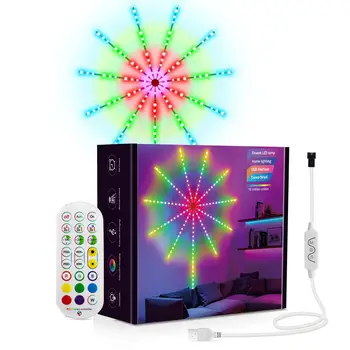 Havai fişek LED şerit ışıkları rüya renk RGB değişen müzik ses Sync Bluetooth havai fişek ışıkları uzaktan kumanda ile DC 5V USB LED