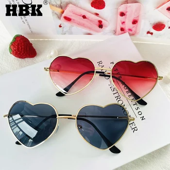 HBK Aşk Kalp Şeklinde Güneş Gözlüğü Kadın Erkek Küçük Kırmızı güneş gözlüğü Bayanlar Seksi Tatlı Şeker Marka Tasarım Ayna Gözlük UV400