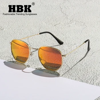 HBK Klasik Polarize Güneş Gözlüğü Erkekler Retro Yansıtıcı güneş gözlüğü Kadın Kare Metal Çerçeve Gözlük Gafas Lunette De Soleil Femme
