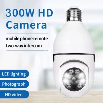 HD 3MP E27 Ampul Kamera WiFi Kapalı Video Gözetim 1080P Ev Güvenlik Monitör Tam Renkli Gece Görüş Otomatik Takip Kamera P