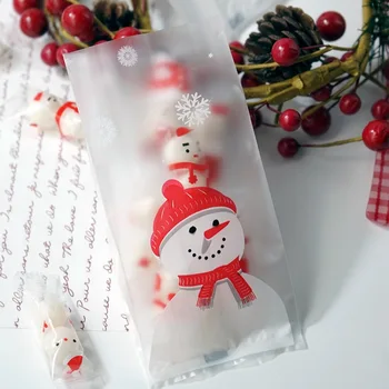 Hediye çantası Noel için şeffaf plastik poşetler Noel Ev Hediyeler Şekerler Çerezler Mağaza Satış Hediye Çerezleri Ambalaj Poşetleri