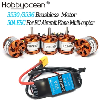 Hobbyocean RC D3530 3530 3536 Fırçasız öncü motor 1100KV 1400KV 1700KV 1250KV 50A ESC RC Uçak Uçak İçin Çok helikopter