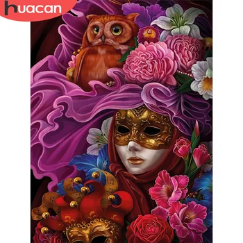 HUACAN 5D DIY Elmas Boyama Maskeleri Tam Kare Yuvarlak Elmas Nakış Portre Mozaik Baykuş İğne Dekor Ev İçin