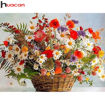 Huacan Elmas boyama kiti Papatya Çiçek Elmas Mozaik Çapraz Dikiş Çiçek Vazo Nakış Ev Dekor
