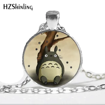 HZ--A33 Komşum Totoro Kolye Kolye Totoro Fotoğraf Takı Parlak Yuvarlak veya Antik Bronz Yuvarlak Cam Kubbe Kolye HZ1