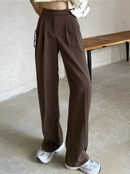 HziriP 2022 Yüksek Sokak Elegance Tüm Maç Pantolon Yeni Balo Femme Sıcak Şık Rahat Katı Gevşek OL Düz Pantolon