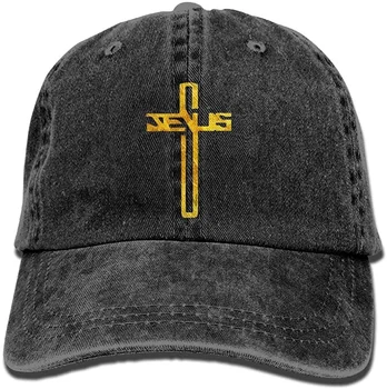 Hıristiyan İsa Çapraz Düz Unisex Yıkanmış Dimi pamuklu beyzbol şapkası Vintage Ayarlanabilir Baba Şapka