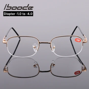 ıboode Bitmiş Miyopi Gözlük Kadın Erkek Metal Yarım Çerçeve Miyop Gözlük Diyoptri-1.0 1.5 2.0 2.5 3.0 3.5 4.0 Kısa Görüşlü