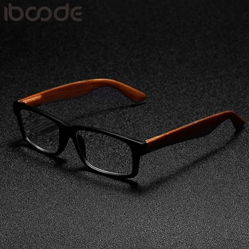ıboode Taklit Ahşap Kare okuma gözlüğü Erkekler Kadınlar Şeffaf Lens Prebiyopi Gözlük Hipermetrop Gözlük Gözlük Unisex