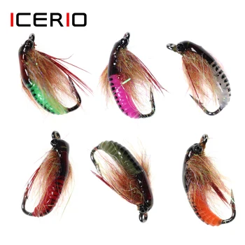 ICERIO 6 ADET Caddis Pupa Perileri Chrysalis Alabalık Balıkçılık Fly Lure Yemler