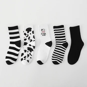 Inek Baskılı Çorap Çorap Güzel Harajuku Kadın Çorap Ekip Çorap Orta buzağı Uzunluğu Çorap Karikatür Moda Spor Sevimli Rahat