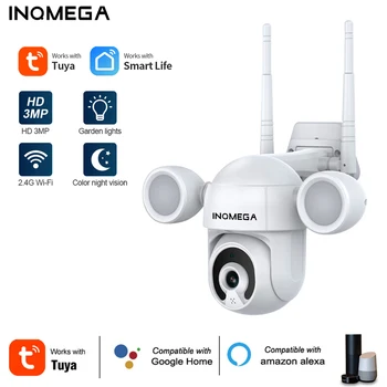 INQMEGA Tuya Akıllı yaşam Projektör Yardlight Güvenlik IP Kamera 3MP Çift Aydınlatma İki Yönlü Ses Desteği Google Ev ve Alexa