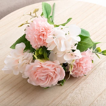 Ipek Ortanca Gül yapay çiçekler Düğün Parti Dekorasyon Buket Odası Masaüstü Düzenleme DIY Sahte Çiçekler Ucuz