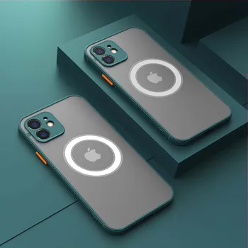 ıphone 14 Artı 13 12 Mini 11 Pro Max Kılıfları Darbeye Dayanıklı Manyetik Kablosuz Şarj Telefon Kapak Kontrast Renk Mat Yumuşak Çapa