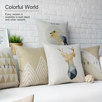 Iskandinav modern geometrik geyik Yastık minder kalın keten yastık kılıfı kanepe yastığı ev dekoratif Yastıklar