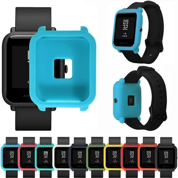 ıçin Amazfit Bip silikon kılıf Koruyucu Kapak Anti-scratch Yumuşak Koruyucu Düz Renk Tampon Smartwatch Aksesuarları