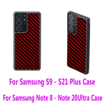 Iş Lüks Gerçek Kırmızı Karbon Fiber Samsung Galaxy S21/S21Plus / S21Ultra/S20/S20Plus/S9/S10/Note9/Note20 / Note20 Ultra Kılıf
