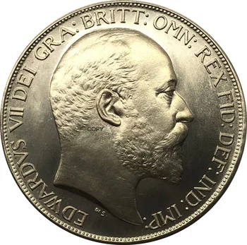 İNGİLTERE Birleşik Krallık 1902 5 pound-Edward VII Pirinç Bakır Altın Sikke Hatıra Hediye Koleksiyon Metal Kopya Paraları
