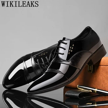 İtalyan Elbise Ayakkabı Erkekler Klasik rugan ayakkabı Erkekler Artı Boyutu Elbise 2022 Siyah Elbise Kuaför Oxford Ayakkabı Erkekler İçin Resmi
