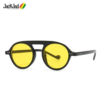 JackJad 2021 Moda Sevimli Yuvarlak Tarzı Perçinler Güneş Gözlüğü Erkekler Kadınlar ıns Popüler Serin Marka Tasarım güneş gözlüğü Vintage Shades 905