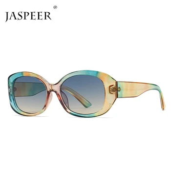 JASPEER Yeni Vintage Oval Güneş Gözlüğü Temizle Degrade Kadın Shades UV400 Trend Renkli Gözlük Moda Erkekler Kare güneş gözlüğü