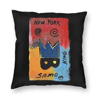 Jean Michel Basquiat New York Samo Yastık Kılıfı Yatak Odası Dekorasyon Graffiti Sokak Sanatı Açık Minder Örtüsü Kare Yastık Kılıfı