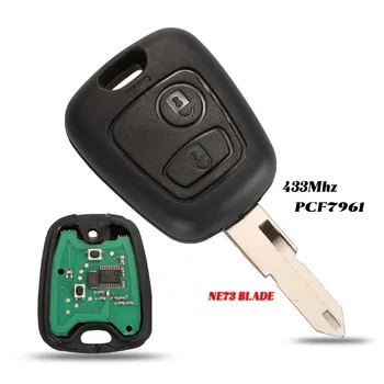 jingyuqin 2 düğmeli uzak anahtar Kabuk Fob PEUGEOT 206 433MHZ Araba Anahtarı kapağı İle PCF7961 Transponder Çip / NE73 Bıçak