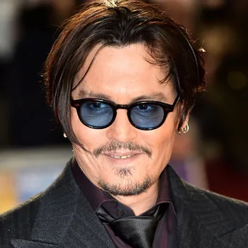 Johnny Depp Küçük Yuvarlak güneş gözlüğü Marka Tasarımcısı Rayeds güneş gözlüğü Kadın Açık Tony Stark Erkekler güneş gözlüğü Oculos de sol