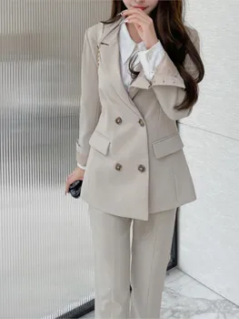 Kadın İki Parçalı Set Pantolon Ofis Bayanlar Zarif Blazer Takım Elbise Kadın Rahat Ceket İş Giysisi İş Elbiseleri