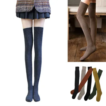 Kadın Sonbahar kış botu manşetleri Trim sıcak Düz renk uzun çorap pamuk çorap W007