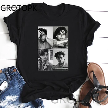 Kadın T-shirt Cole Sprouse T Shirt Streetwear Kadın Harajuk Tarzı Rahat Baskılı Kısa Kollu Tişörtleri Kadın Moda En Tees