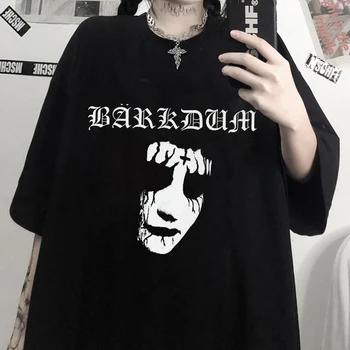Kadın T Shirt Gotik Emo Vintage Kırpma Üst Yüz Grafik Baskılı Ter Üst Tee Y2K Estetik Harajuku Streetwear Kadın Giyim