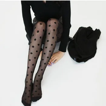 Kadın Tayt Klasik Küçük Polka Dot İpek Çorap İnce Bayanlar Vintage Sahte Dövme Çorap Külotlu Kadın Çorap
