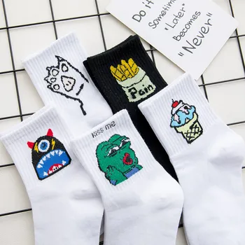 Kadın Çorap Kore Moda Çorap Kadın Karikatür Kurbağa Dondurma Domates Eğlenceli Komik Pamuk Çorap Harajuku Tarzı Kadın Çorap
